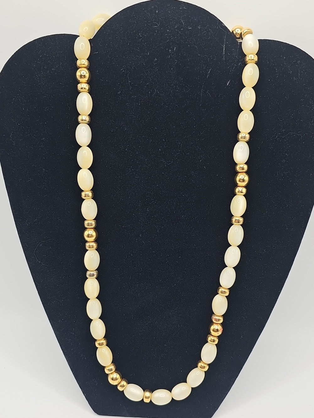 Napier Gold and Cream Bead Necklace - Elegant Women’s Jewelry Neutral.